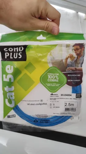 Cabo de Rede Ethernet RJ45 Cat5e Sohoplus - Novo embalado