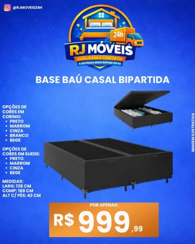 Base baú casal bipartida