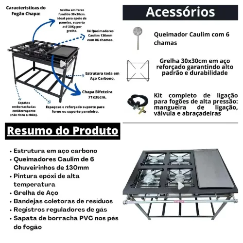 Fogão industrial com chapa ,novo ainda na caixa ! Apenas venda, não aceito proposta!