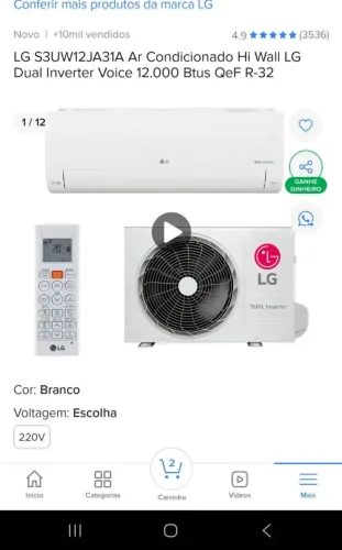 Ar Condicionado Quente e Frio 18.000 Btu's