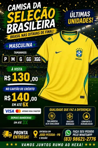 Camisa Seleção Brasil Amarela - Masculina - Tailandesa
