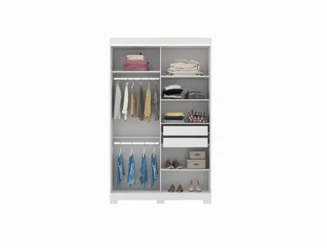 Guarda-Roupa Solteiro Bartira América com Espelho, 2 Portas, 2 Gavetas