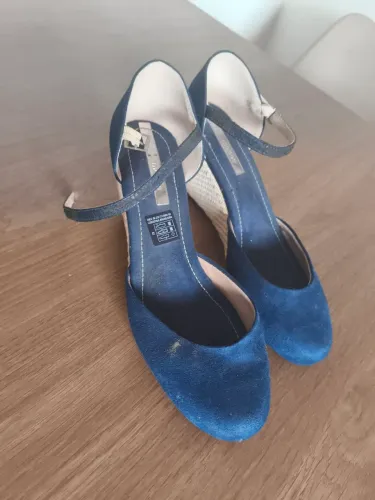 Sapato plataforma Anabela Azul