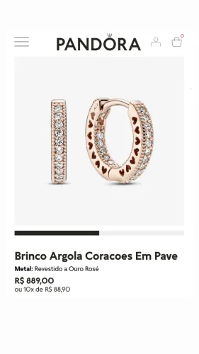 Pandora Brinco Argola Corações 