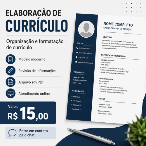 Elaboração e Formatação de Currículo - R$15