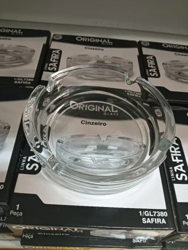 Cinzeiro de Vidro Safira Original Glass - Novo