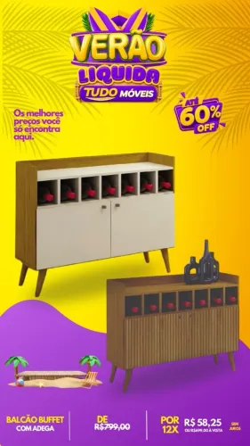 BALCÃO BUFFET COM ADEGA