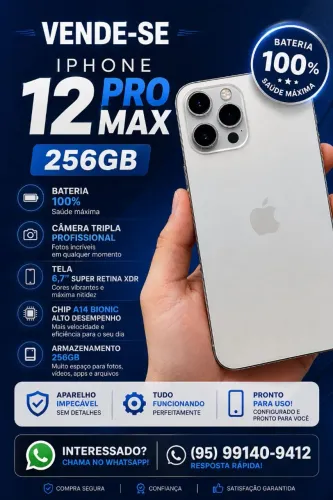 Vende-se iPhone 12 Pró Max 256, bateria 100%