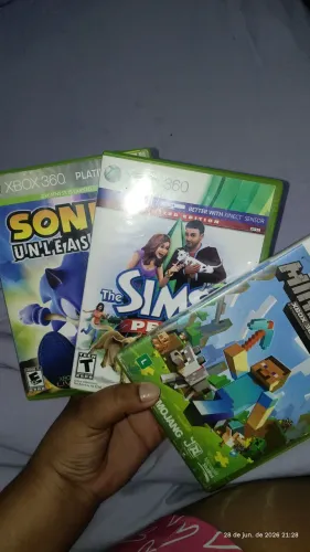 Jogos Originais Xbox 360 - Minecraft, Sonic, The Sims3 e charves cart
