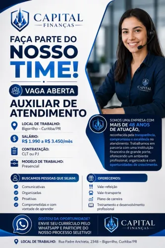 ? VAGA ABERTA - AUXILIAR DE ATENDIMENTO