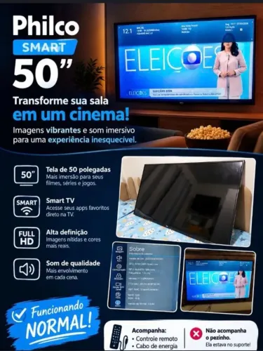 TV PHILCO 50 POLEGADAS  COM NETFLIX E YOUTUBE