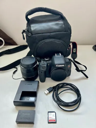 Canon T7i Preto Eos Rebel Kit 18-55mm + Cabo +cartão Memoria