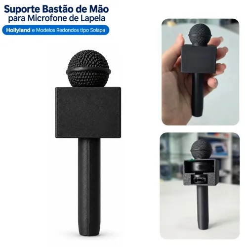 Mini Suporte Bastão de Mão para Microfone de Lapela Hollyland e Lapelas Redondas com 11cm
