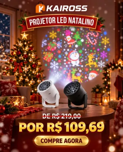 Projetor LED Natalino Desenhos Decorativos Luzes Dinâmicas USB Bivolt - Cores Sortidas