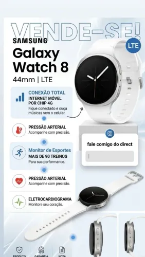 Samsung galaxy watch 8 44mm LTE NOVO - GARANTIA, com NOTA FISCAL.