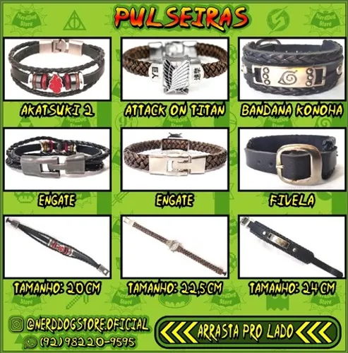 Pulseiras Geek - NerdDog Store - Naruto Akatsuki Shingeki no Kiojyn Attack on Titan