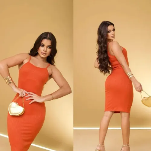 Vestidos Malha Canelada