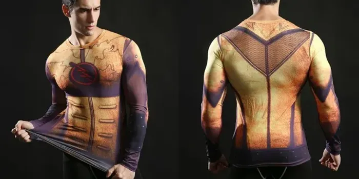 Camisas de Treino Surf e Hashguard Segunda Pele Super Herói Marvel Flash Vingadores
