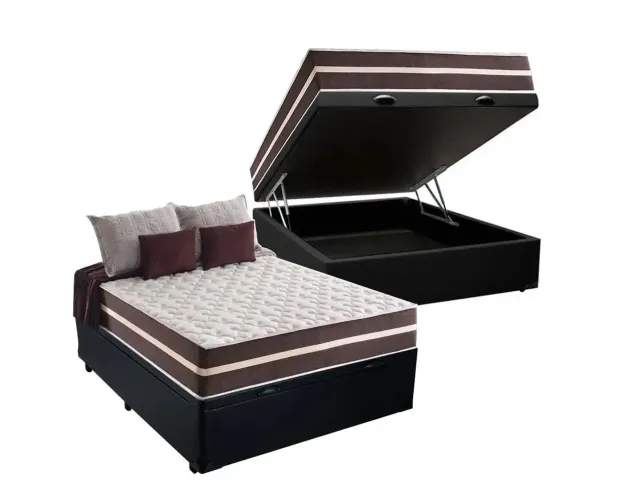 Colchão Casal Classic Superlastic + Base Baú Blindado tt43