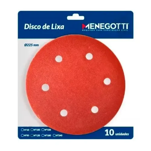 Kit com 10 Lixas Grão 150 Lixadeira Girafa MLP710H / MLP750 225mm Menegotti