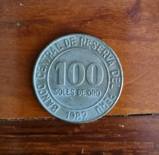 moeda do peru de 100 soles de oro de 1982