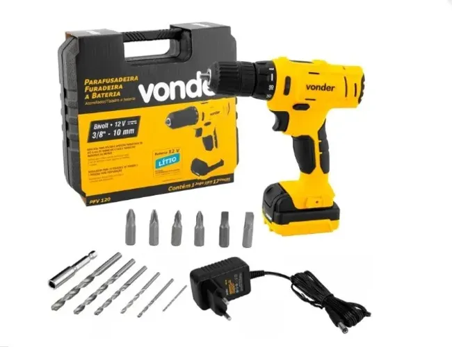 Parafusadeira E Furadeira A Bateria 12v Bivolt Pfv120 Vonder