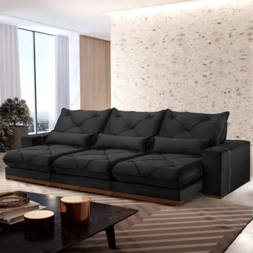 Sofá Retrátil e Reclinável Iza 3,50m Molas Ensacadas CONFORTO E QUALIDADE tt65