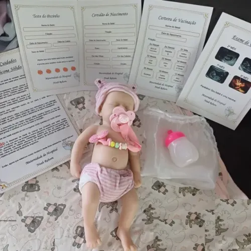 Boneca Bebê Reborn silicone sólido menina toda maleável kit Loulou