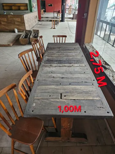 Mesa de Madeira Maciça Grande Dormente 2,75 X 1,00 Metro