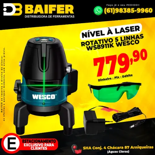 Nível à Laser Rotativo 5 Linhas Ws8911k Wesco
