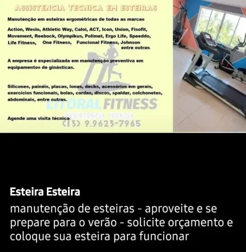 ESTEIRA ERGOMETRICA - manutenção em esteiras e equipamentos de ginastica