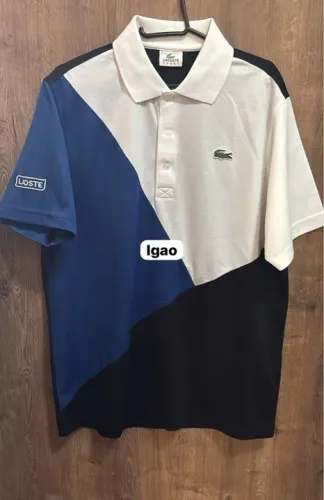 Camiseta Polo Lacoste Sport - Azul, Branco e Preto