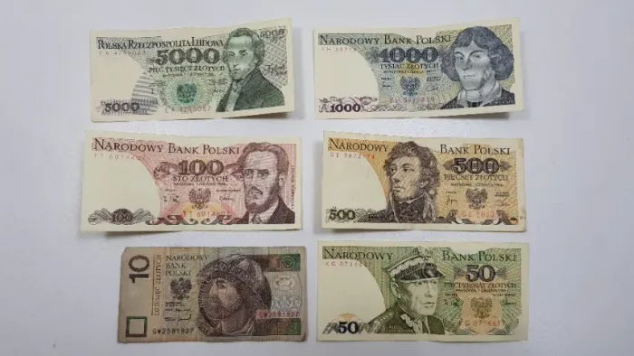Cédulas Notas Polonesas Zlotys de 1982 - Kit com 6 cédulas em ótimo estado