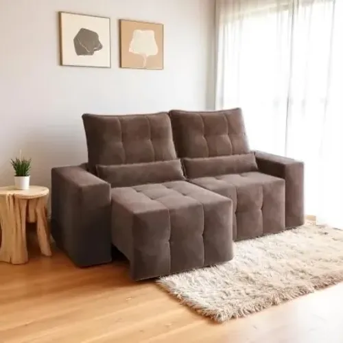 Super Oferta Sofá Retrátil e Reclinável Lisboa Marrom (entrega grátis)