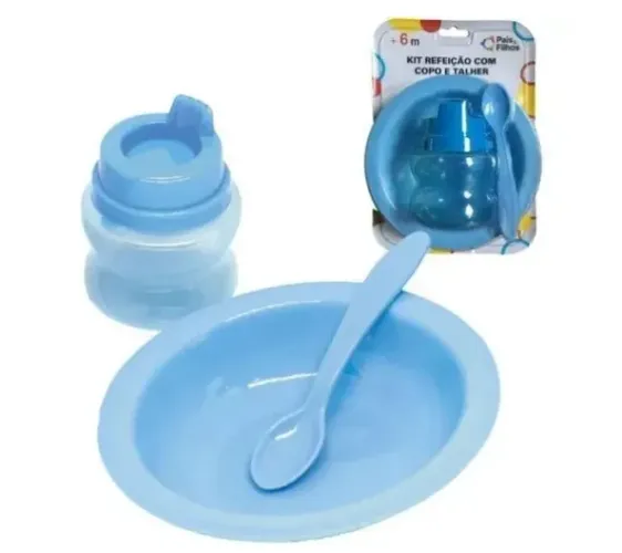 Kit Refeição Bebê 3 Peças Prato, Copo, prato E Talher *novo, lacrado*.