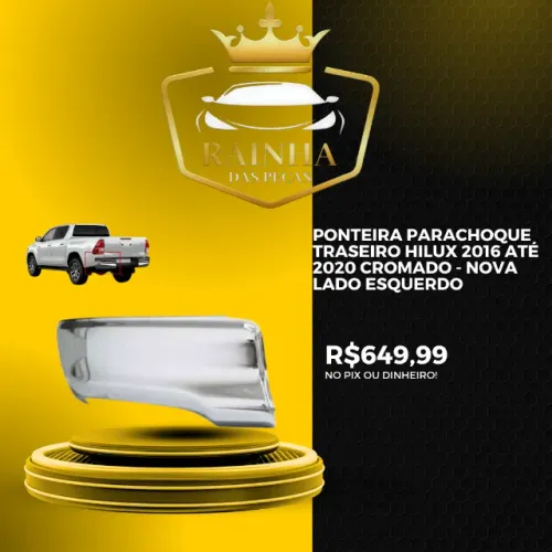 Ponteira Parachoque Traseiro Hilux 2016 até 2020 Cromado - Nova Lado Esquerdo
