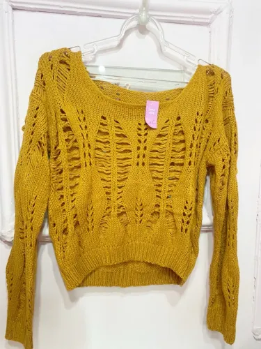 Suéter blusa  tricô Amarelo - Tamanho u boho