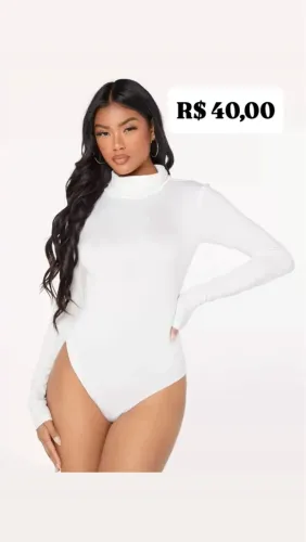 Body manga longa branco elegante