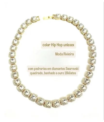 Colar Hip Hop Unissex com Pedras Swarovski 18k