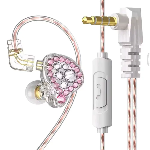Fone com fio Q2 Pro fone rosa 