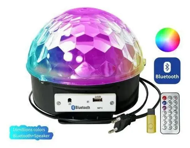 Bola Maluca Globo Colorido Jogo De Luz Strobo Rgb Iluminação Dj Bluetooh Mp3 Musica