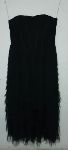 Vestido Longo Preto Tomara que Caia em Tule