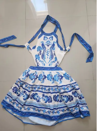 Vestido estampado estilo farm azul
