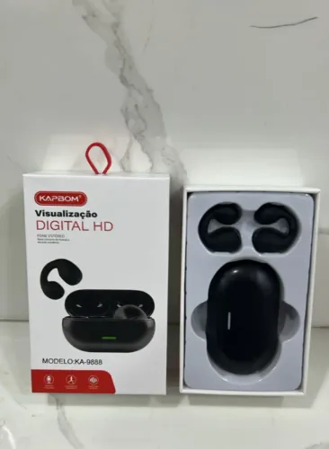 Fone Bluetooth Kapbom Ear Clip Condução Óssea Visualização Digital HD Estéreo