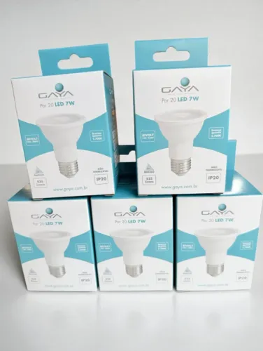 5 x lâmpada led dicróica e27 gaya amarela 7w - 2700k par20 novas - Freguesia