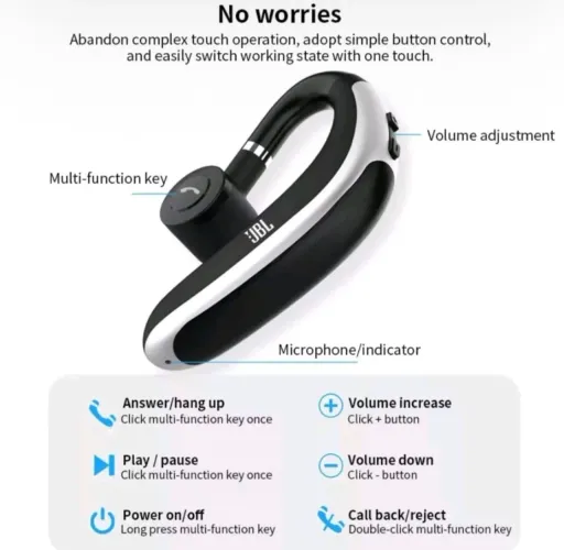 Fone De Ouvido Bluetooth Condução Óssea Gancho