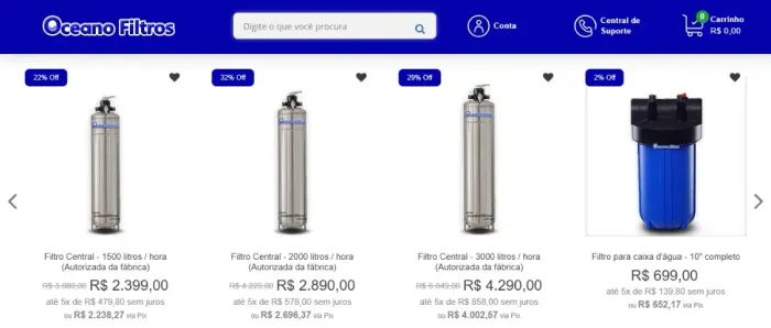 Filtro central residencial para tratamento de água