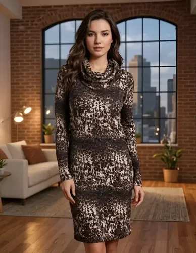 vestido estampado com encharpe da talita kume