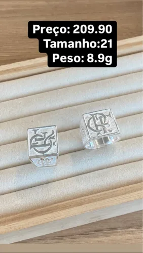 Anel de Prata c/ Símbolo do Flamengo - Tamanho 21
