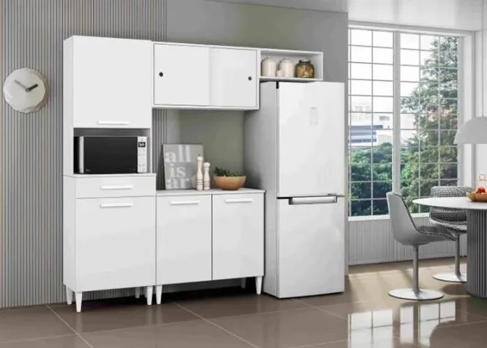 Armário Cozinha Compacta Isabelle Branco Txt Aramoveis - Entrega Rápida!